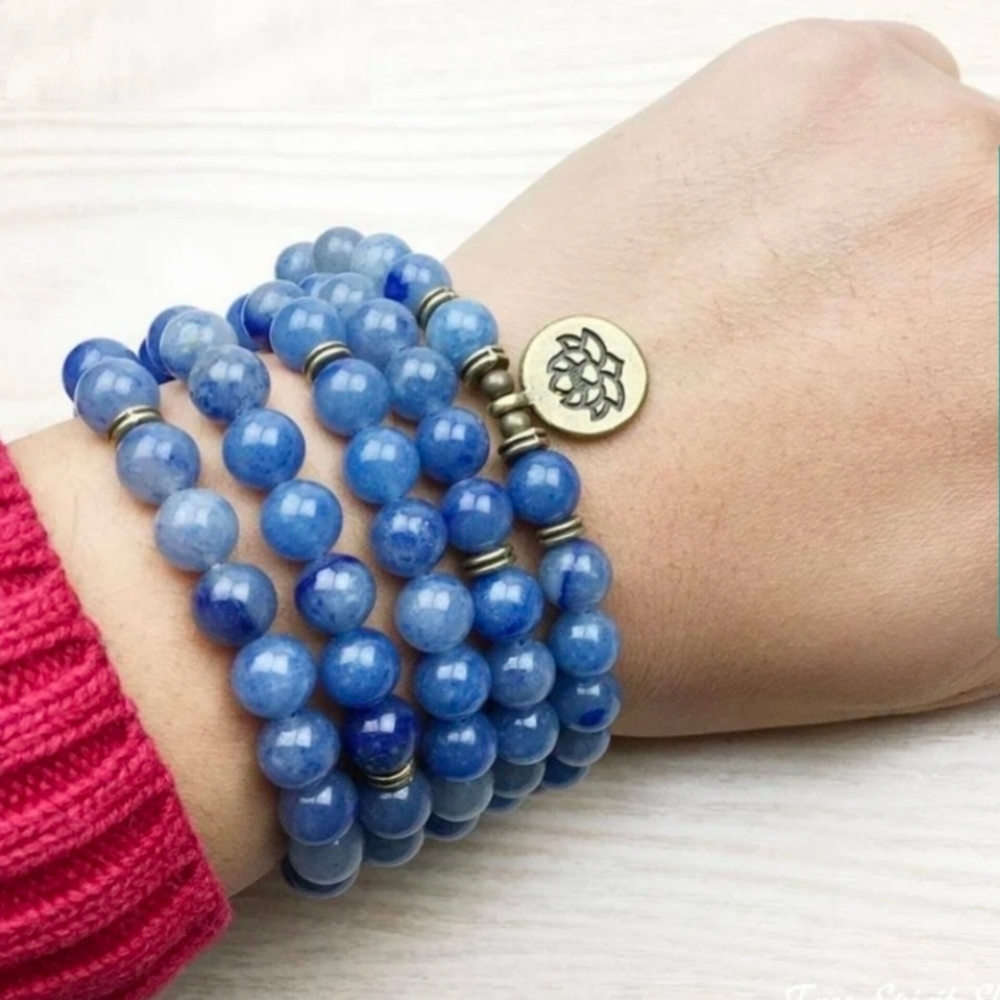🔥Blue Aventurine Genuine Gemstone Bracelet | Brass Charm